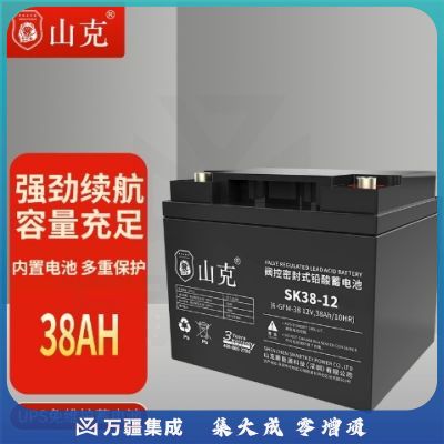 山克蓄电池12V38AH UPS电池太阳能蓄电池12VUPS不间断电源电池 SK38-12