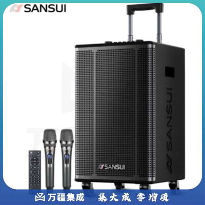 山水（SANSUI）E15广场舞音响 户外音响k歌演出移动便携式拉杆唱歌跳舞大功率重低音带无线话筒 15吋低音+双美声话筒