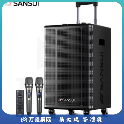 山水（SANSUI）E12广场舞音响 户外音响k歌演出移动便携式拉杆唱歌跳舞大功率重低音带无线话筒 12吋低音+双美声话筒