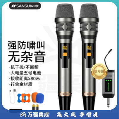 山水（SANSUI）K40无线话筒家庭KTV唱歌演讲主持会议K歌电视音箱音响户外通用万能麦克风一拖二