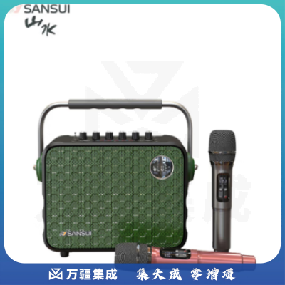 山水（SANSUI）U12手提音响高低音户外蓝牙音箱 大音量广场舞唱歌k歌直播声卡乐器音箱无线双话筒【绿色】
