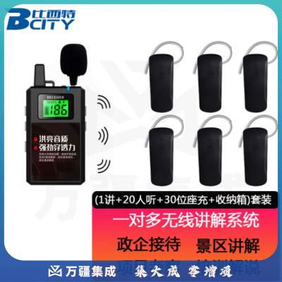 比西特 613T无线讲解器一对多解说器导游无线讲解系统工厂企业参观讲解911R款 1讲 20听 30位座充 收纳箱