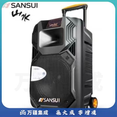 山水（SANSUI）SS1广场舞音响拉杆音响户外大功率K歌网红直播移动无线便携式蓝牙音箱低音炮家用扩音播放器双话筒 SS1-15【双无线话筒