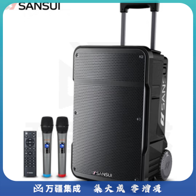 山水（SANSUI）A08 8英寸广场舞音响大功率便携式移动户外蓝牙拉杆音箱多媒体会议扩音器带无线麦克风
