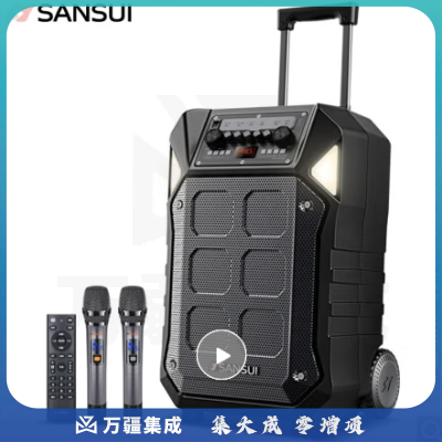山水 SANSUI D12 12英寸户外广场舞拉杆音响蓝牙室外演出大功率重低音演出级移动k歌音箱带无线麦克风