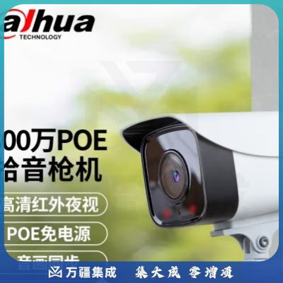 大华监控摄像头室外poe网线供电网络监控器摄像机户外高清夜视枪机摄像头 3MP双灯拾音版 3.6MM 支架