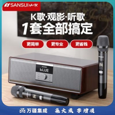 山水（SANSUI）T76 家庭ktv音响套装 电视卡拉ok一体机桌面k歌音响家用hifi无线蓝牙音箱低音炮 双话筒
