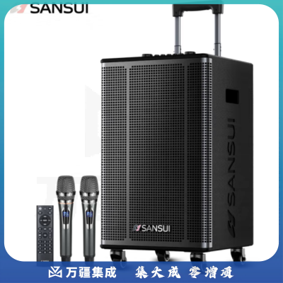 山水（SANSUI）E12广场舞音响 户外音响k歌演出移动便携式拉杆唱歌跳舞大功率重低音带无线话筒 12吋低音 双美声话筒