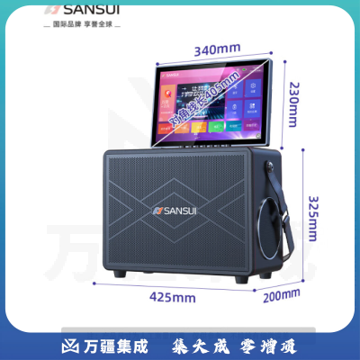 山水A32户外k歌专用音响家庭ktv音响套装移动视频广场舞音响带显示屏大功率蓝牙音箱卡拉ok功放一体机