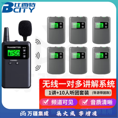 比西特713R无线讲解器导游讲解器一对多旅游博物馆景区讲解无线款耳机译旅游团电子解说 1讲 10人团套装