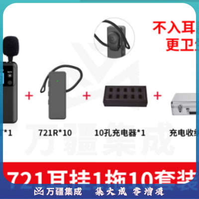 山水间721R 无线讲解器 一对多解说器 不入耳讲解器耳机耳麦 1讲+10接收+10位充+收纳箱
