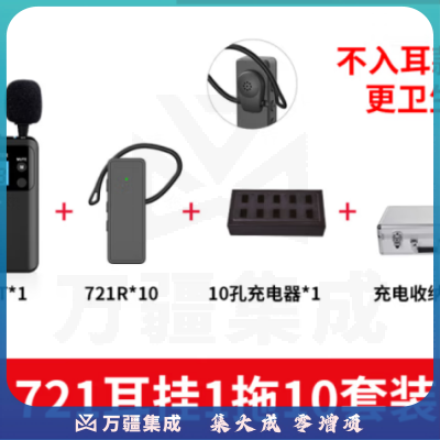山水间721R 无线讲解器 一对多解说器 不入耳讲解器耳机耳麦 1讲 10接收 10位充 收纳箱