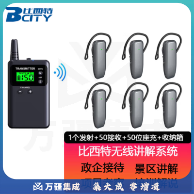 比西特 929R无线讲解器一对多蓝牙耳机导游讲解系统政企接待团队参观教学 1发射机50接收 50位座充 收纳箱