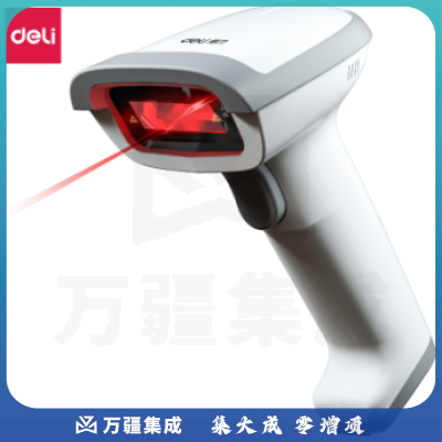 得力(deli)有线扫码枪 扫码抢 条形码 一维码扫描枪 商超零售仓储快递扫描枪 纸质条码扫码器 激光式14880S白