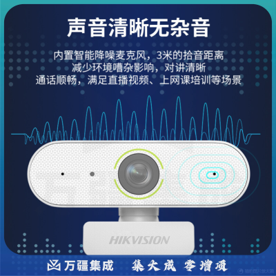 海康威视(HIKVISION)DS-E11(3.6mm) 100万直播USB摄像头 网络课程远程视频会议摄像机磨砂白
