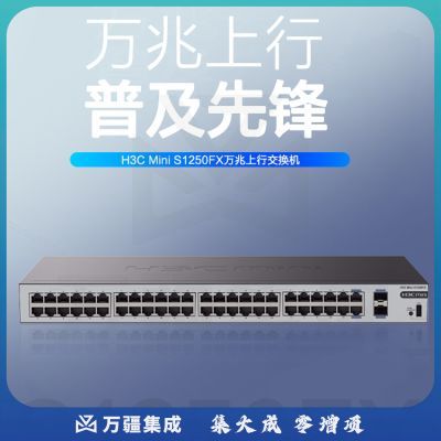 新华三（H3C）48口千兆电+2万兆光纤口非网管企业级网络交换机 机架式网线分流器 S1250FX