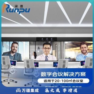 润普RP-CJ66 沉浸式网真视频标准会议集成解决方案（润普显示器+摄像头+音频设备+会议终端）适用10-100㎡会议室