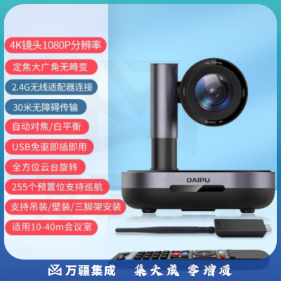 戴浦DP-UK100W 无线摄像头高清视频会议摄像头电脑USB免驱大广角摄像机直播网络教学录播办公视频会议系统