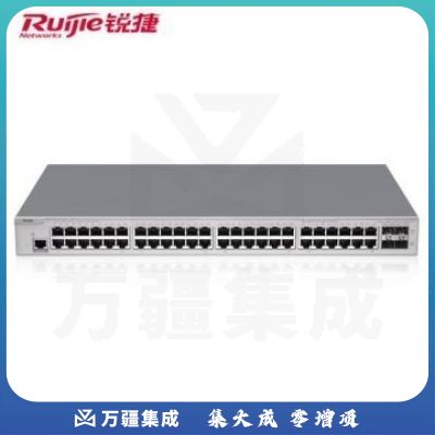 锐捷（Ruijie）48口千兆交换机 RG-S2910V2-48GT4XS-L 二层网管 万兆光口上联 企业级