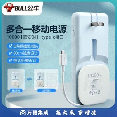公牛 BULL GNV-PB310T 暮雪灰 公牛多合一移动电源//10000毫安时充电宝/线充三合一/Type-C输出