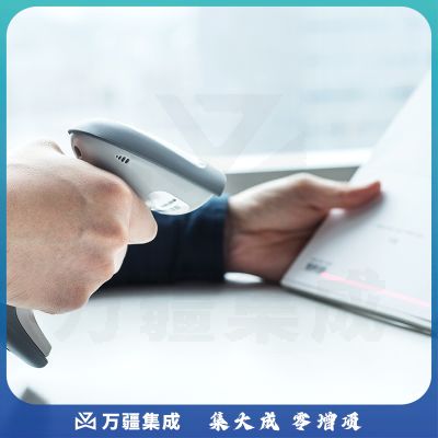 得力（deli）14881条码扫描枪（灰白色）扫码抢 条形码 一维码扫描枪 商超零售仓储快递扫描枪 纸质条码扫码器