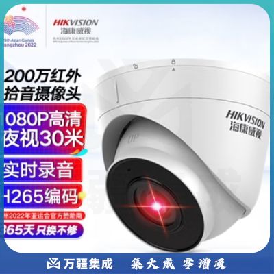 HIKVISION海康威视监控摄像头200万室内外监控器家用红外夜视30米可录音手机远程 T12H-IA 4MM