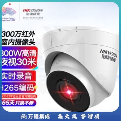 HIKVISION海康威视监控摄像头300万室内外监控器家用红外夜视可录音移动侦测 T13H2-I 4MM