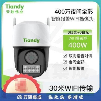 天地伟业（Tiandy）Wifi警戒球 支持插卡存储全彩对讲 400万像素 焦距4mm 四野PT TD-H253N