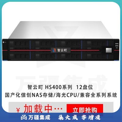 智云町HS412+NAS网络存储 海光3250CPU 2U机架式12盘位磁盘阵列存储32GB内存/96TB 16TB*10  含10G多模模块*2个 含导轨