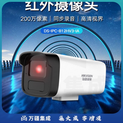 海康威视摄像头poe室外监控器200万1080P高清网络枪机红外夜视H265同步录音网线供电 DS-IPC-B12HV3-IA/PoE 4mm 镜头
