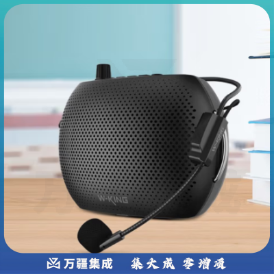 维尔晶（W-King）KS05小蜜蜂扩音器教师蓝牙音箱小喇叭腰挂麦克风导游插卡便携式喊话器教学讲课有线版【黑色】
