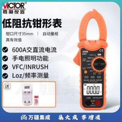 胜利仪器（VICTOR）VC606C+加充电套装 钳形表 万用表 数字电流表 交流钳形万用表 钳型万能表 交直流600A