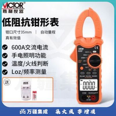 胜利仪器（VICTOR）VC606B+加充电套装 钳形表 万用表 数字电流表 交流钳形万用表 钳型万能表 交流600A