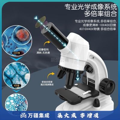 久好 儿童显微镜1200倍专业高清放大玩具8-12-14岁初中小学科学实验套装学生生物男女孩生日礼物 1200倍高清显微镜【珍珠白】+48种标本