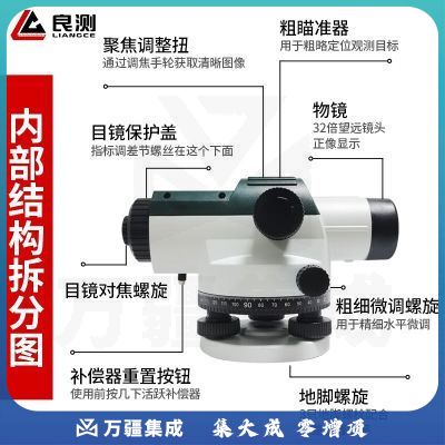 良测 32倍水准仪自动安平高精度水准仪脚架GCL32X道路标高水准仪全套三脚架水准仪器 32倍专业入门款：高清（标配）