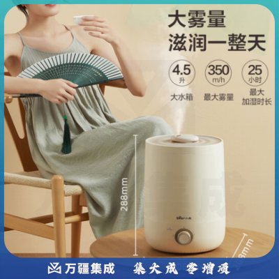 小熊（Bear）加湿器 卧式婴儿用办公桌面大容量 家用迷你低噪大雾量空气加湿净化 银离子上加水JSQ-C45U1 4.5L