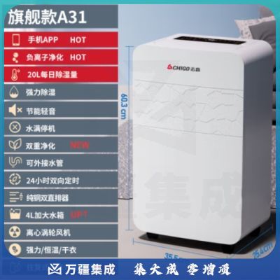 志高（CHIGO）除湿机 家用抽湿机20升/天 20-40㎡-70㎡整屋除湿卧室地下室净化干衣机除湿器 20L/天 手机APP操控 负离子净化 ZG-A31