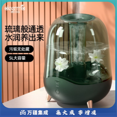 尔玛（Deerma） 加湿器卧室空气加湿办公室家用母婴加湿低噪加湿5L大容量高端透明加湿机F329 德尔玛复古加湿器（标配款）