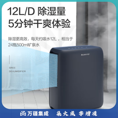 格力（GREE）DH12ENA1A抽湿机/除湿机 除湿量12升/天 家用轻音卧室办公室地下室低噪干衣除湿器升级负离子