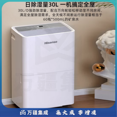 海信（Hisense）CF30BD/U除湿机大面积90平抽湿机 别墅吸湿器 地下室工业去湿防潮除湿器 30L/天