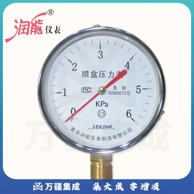 润能（RUNEG）膜盒压力表YE100微压表低压表天燃气表煤气表压力表千帕表 -3-3KPa