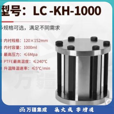 力辰科技不锈钢水热合成反应釜防爆耐高温高压实验室消解压力罐LC-KH-1000