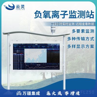 云灵智能负氧离子监测站氧吧景区环岛空气质量检测仪彩屏语音播报气象站 高智能10要素一体化FLZ50