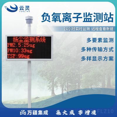 云灵负氧离子监测站景区公园空气质量自动检测仪环境气象站 碳钢支架5要素小屏FLZ10