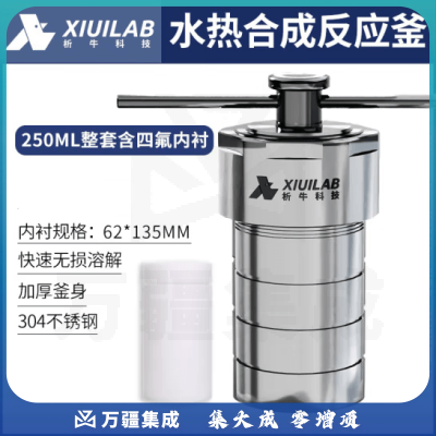 析牛科技 不锈钢水热合成反应釜高温高压实验室消解罐含内衬 250ml整套