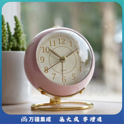 汉时（Hense）创意时尚儿童闹钟女孩学生专用床头钟懒人闹表桌面时钟HA08粉色