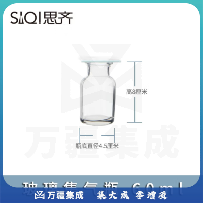 思齐（SiQi）玻璃气体收集瓶60ml 气体收集瓶带磨砂玻璃片化学仪器教学仪器