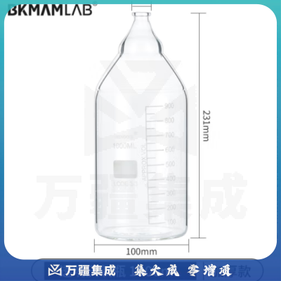 比克曼生物 湘玻 钳口厌氧瓶玻璃培养瓶实验室顶空发酵管反应瓶透明棕色加厚【透明】1000ml厌氧瓶(加厚款)1个