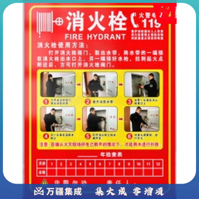 优嘉印精选  消火栓使用方法PVC墙贴 消防安全警示贴纸