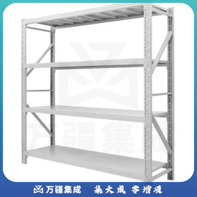 雅恪尚 轻型货架仓储仓库用家收纳架子置物架储物架自由组合库房铁架 4层主 200*40*200 白色 均载150kg 教学仪器